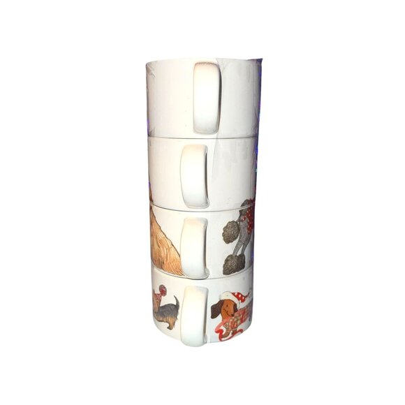 Stackable Christmas Dog-Themed Ceramic Mugs Set Of 4 (No Metal Rack) - Picture 11 of 14